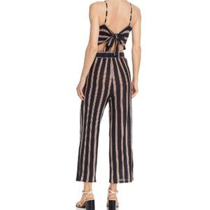 JOIE Womens Tie Back Black Striped Sleeveless Halter Jumpsuit XS